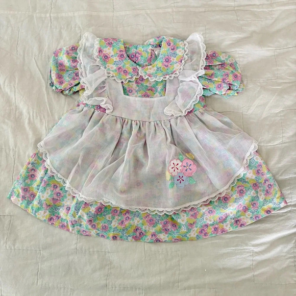 Vintage Young Hearts Floral Puff Sleeve Lace Trim Dress Size 3T - Picture 2 of 7